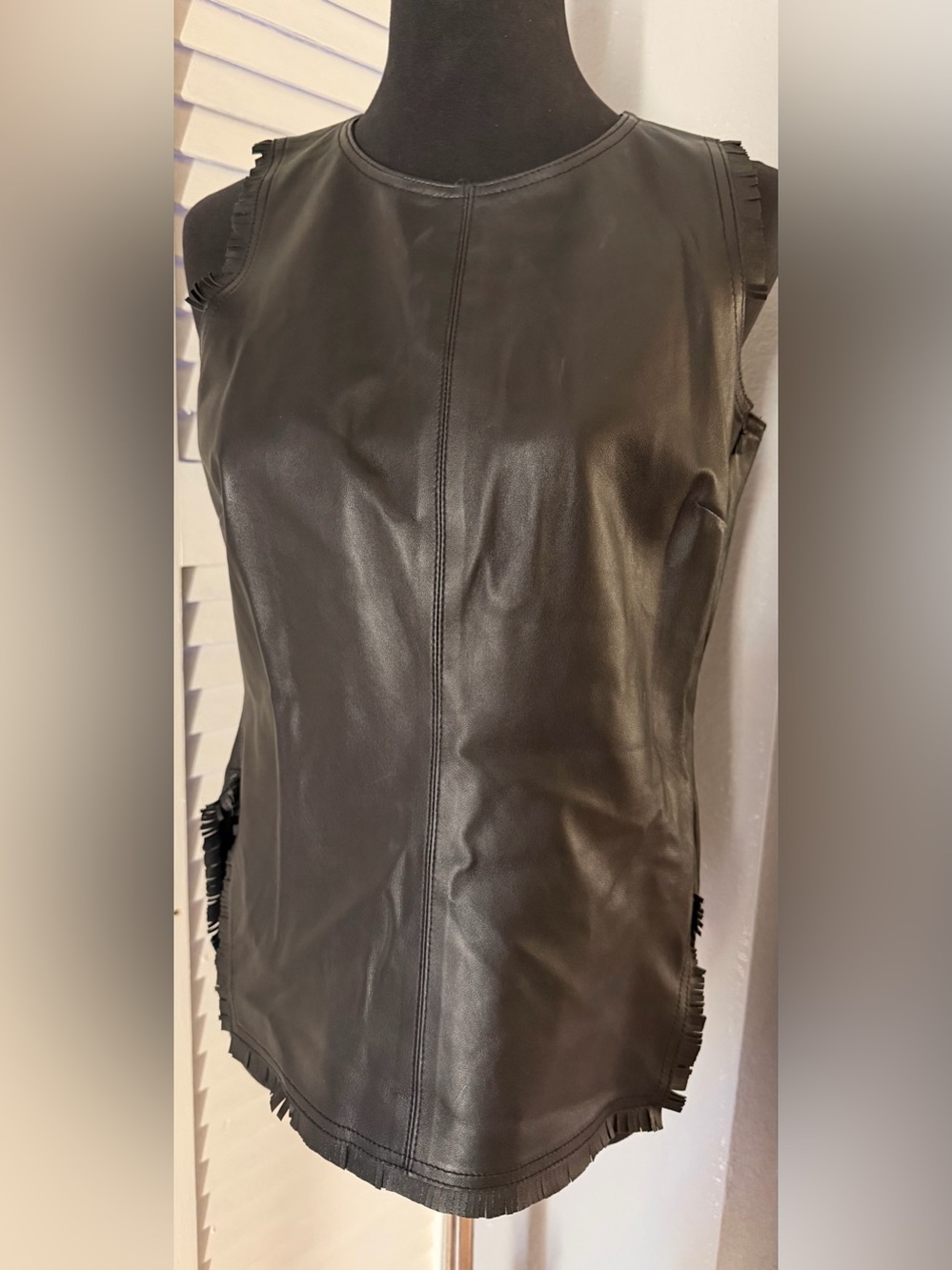 Etcetera Black Leather Sleeveless Top